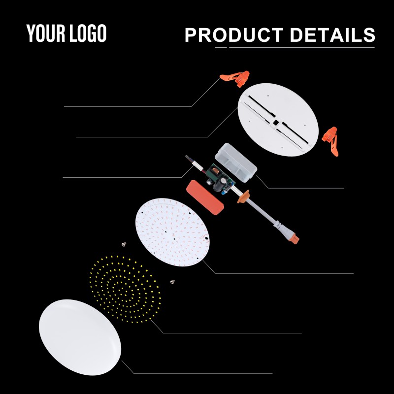 36W inbouw LED frameloos paneellicht, aluminium + pc, ijzer + PP